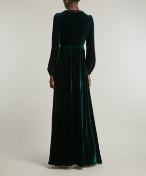 Saloni - Camille Velvet Embellished Bows Maxi-Dress image number 3