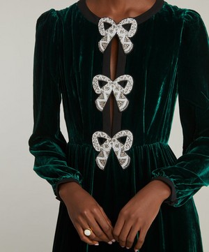 Saloni - Camille Velvet Embellished Bows Maxi-Dress image number 4