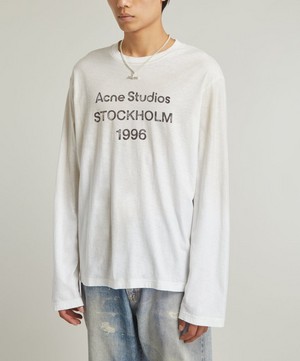 Acne Studios - Distressed Long-Sleeve Logo T-Shirt image number 2