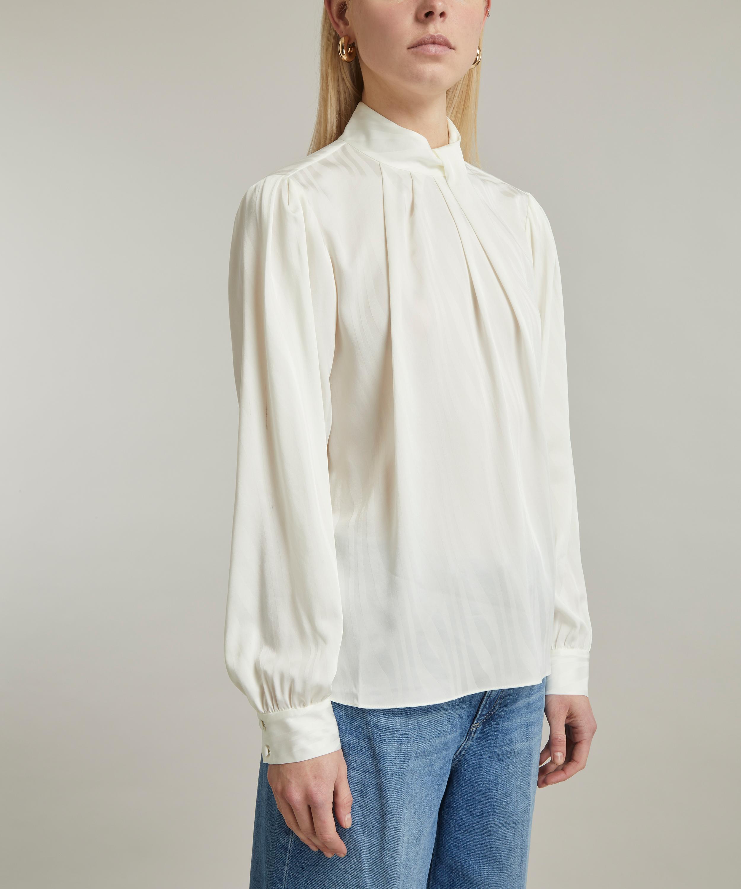 Frame - Knotted Mock Neck Silk Blouse image number 2