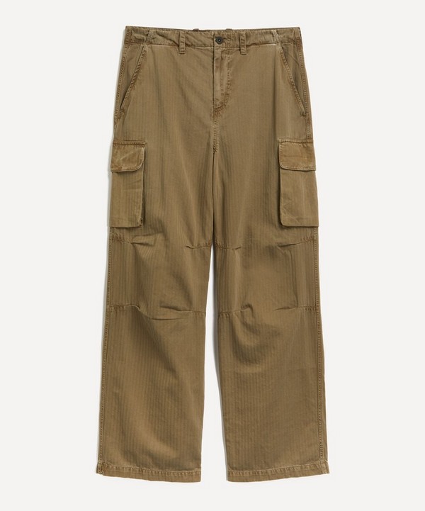 Our Legacy - Mount Cargo Olive Herringbone Trousers image number null