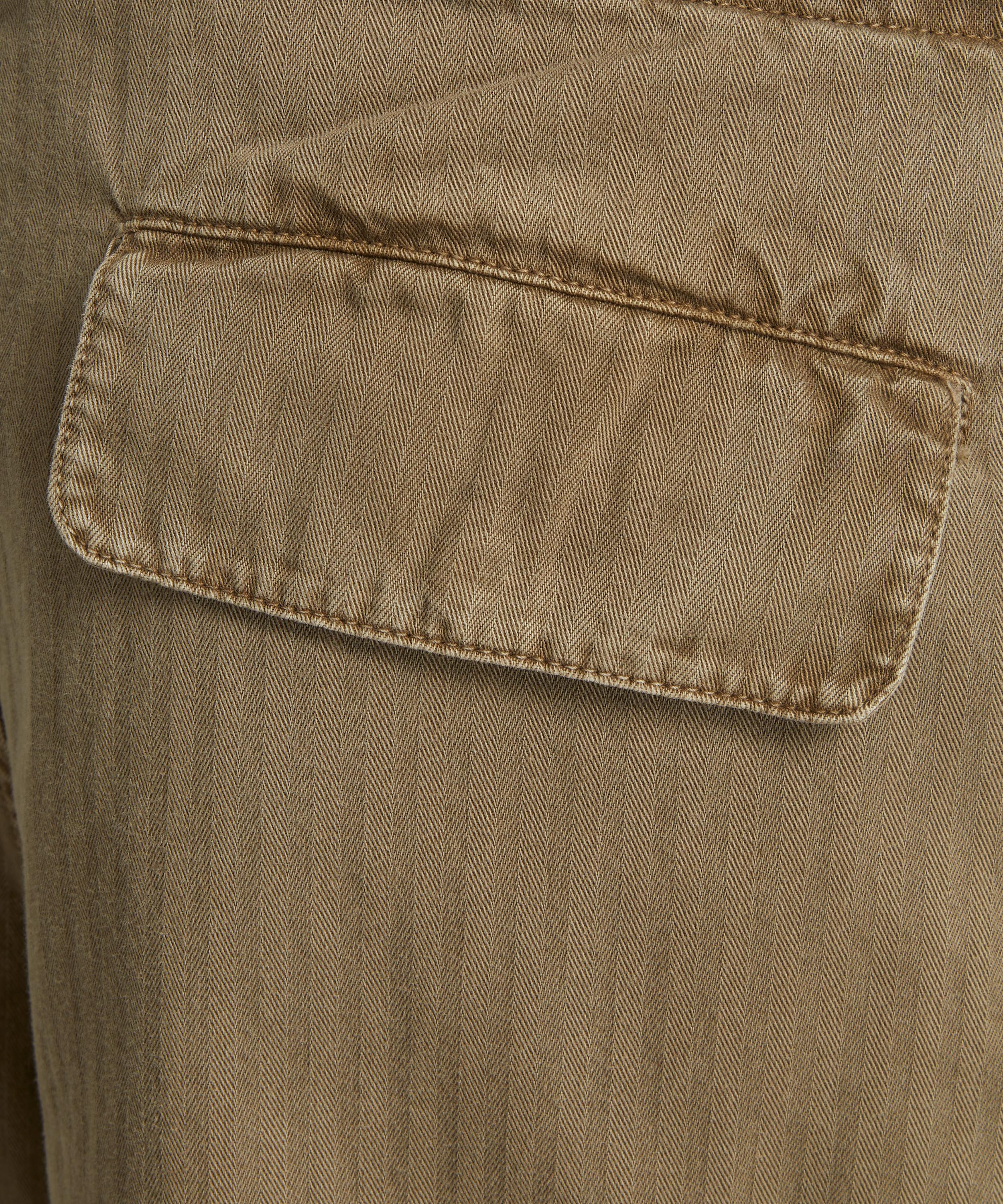 Our Legacy Mount Cargo Olive Herringbone Trousers | Liberty