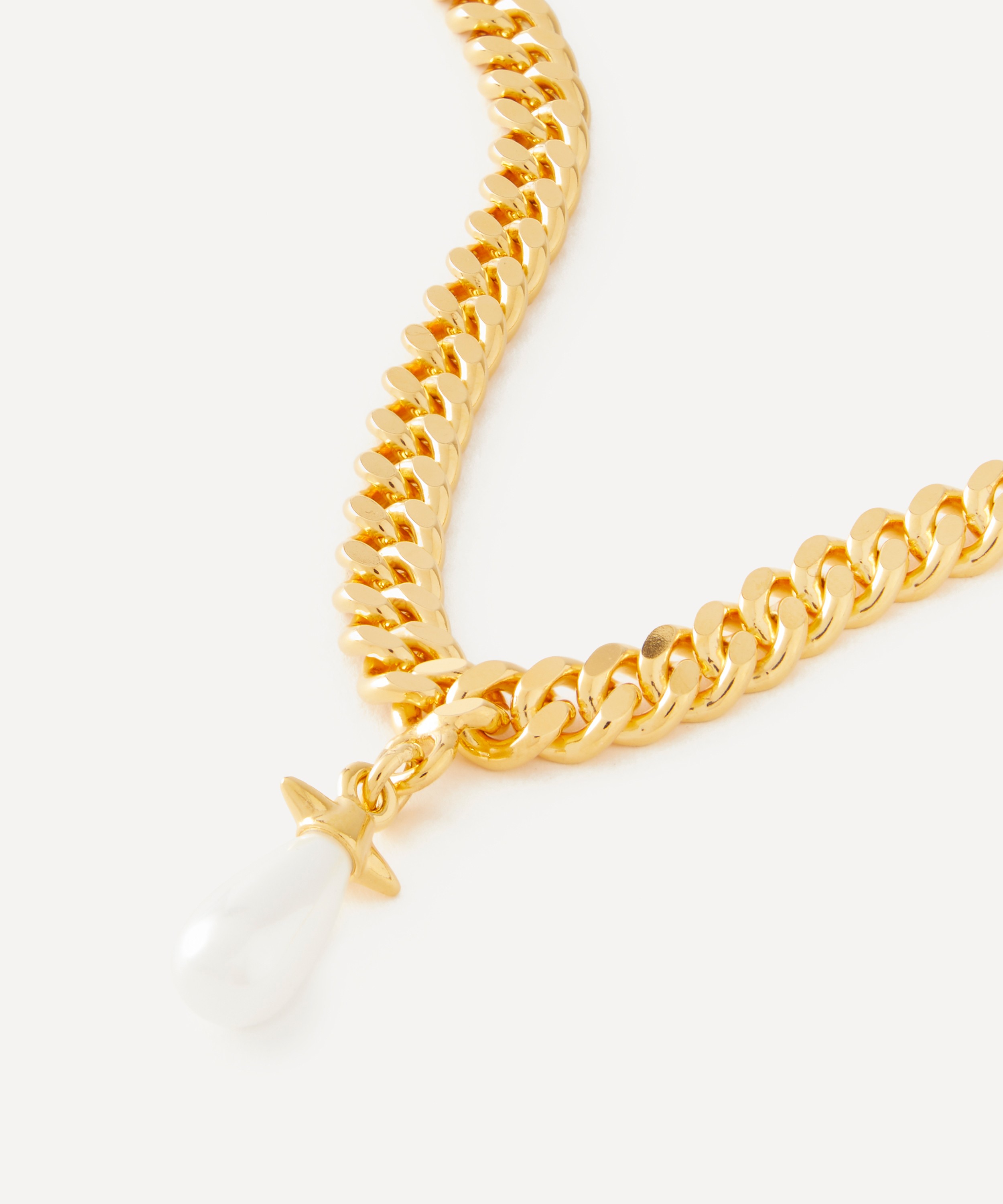 Maria Nilsdotter - 18ct Gold-Plated Chunky Chain Pearl Drop Necklace image number 0