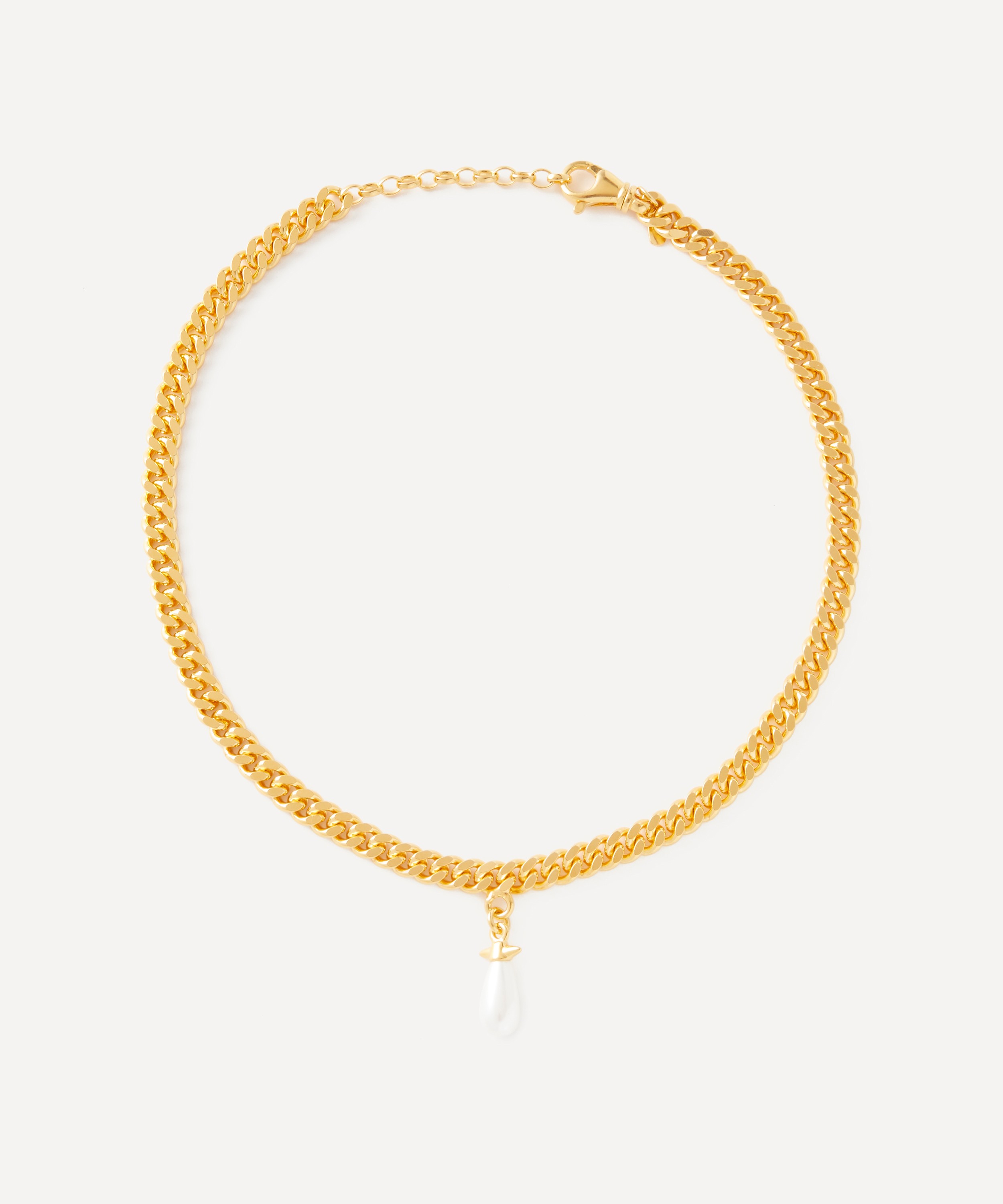 Maria Nilsdotter - 18ct Gold-Plated Chunky Chain Pearl Drop Necklace image number 1
