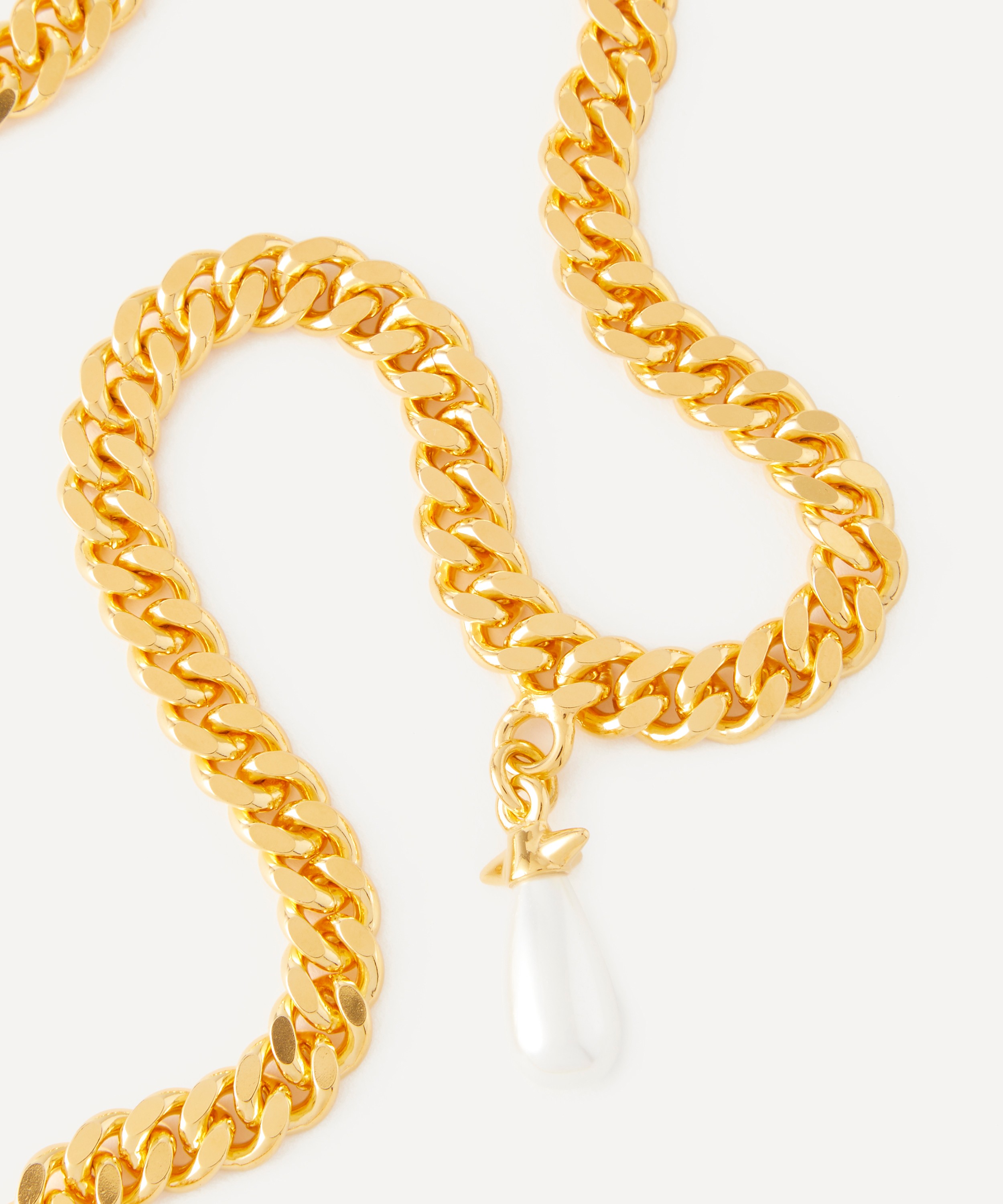 Maria Nilsdotter - 18ct Gold-Plated Chunky Chain Pearl Drop Necklace image number 2