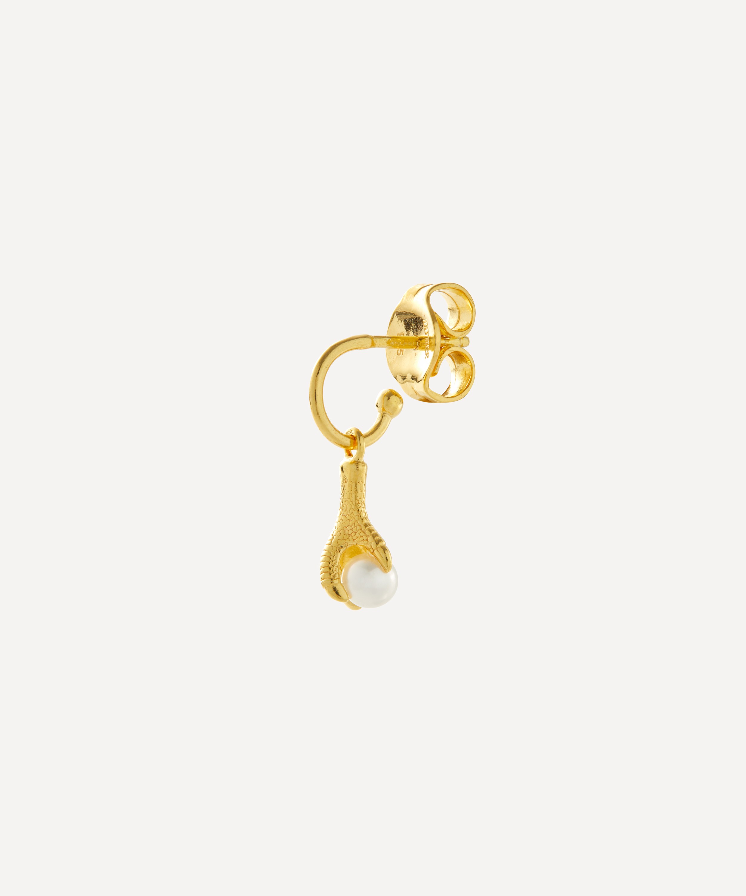 Maria Nilsdotter - 18ct Gold-Plated Tiny Claw Pearl Drop Earring image number 0