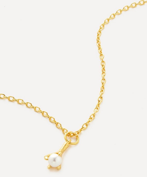 Maria Nilsdotter - 18ct Gold-Plated Tiny Claw Pearl Pendant Necklace image number null