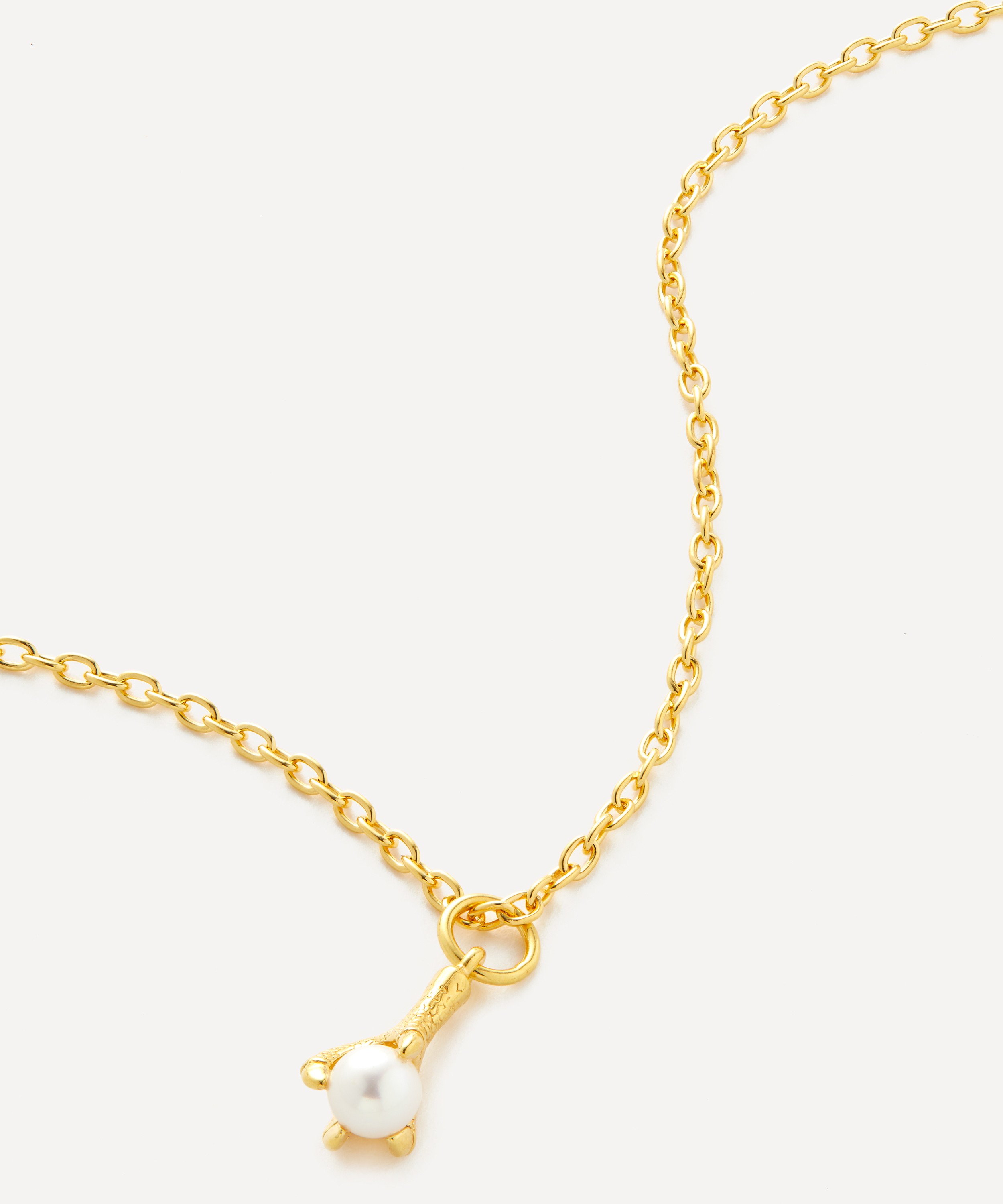 Maria Nilsdotter - 18ct Gold-Plated Tiny Claw Pearl Pendant Necklace image number 0