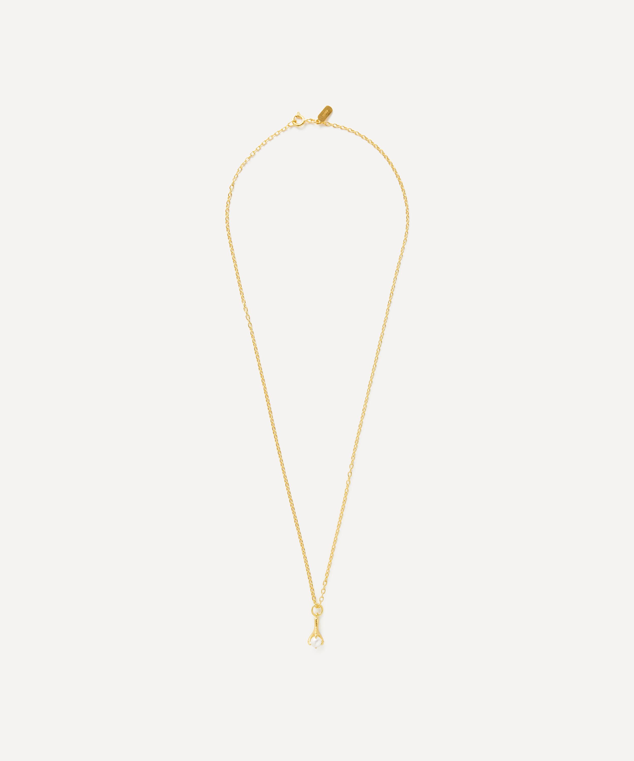 Maria Nilsdotter - 18ct Gold-Plated Tiny Claw Pearl Pendant Necklace image number 2