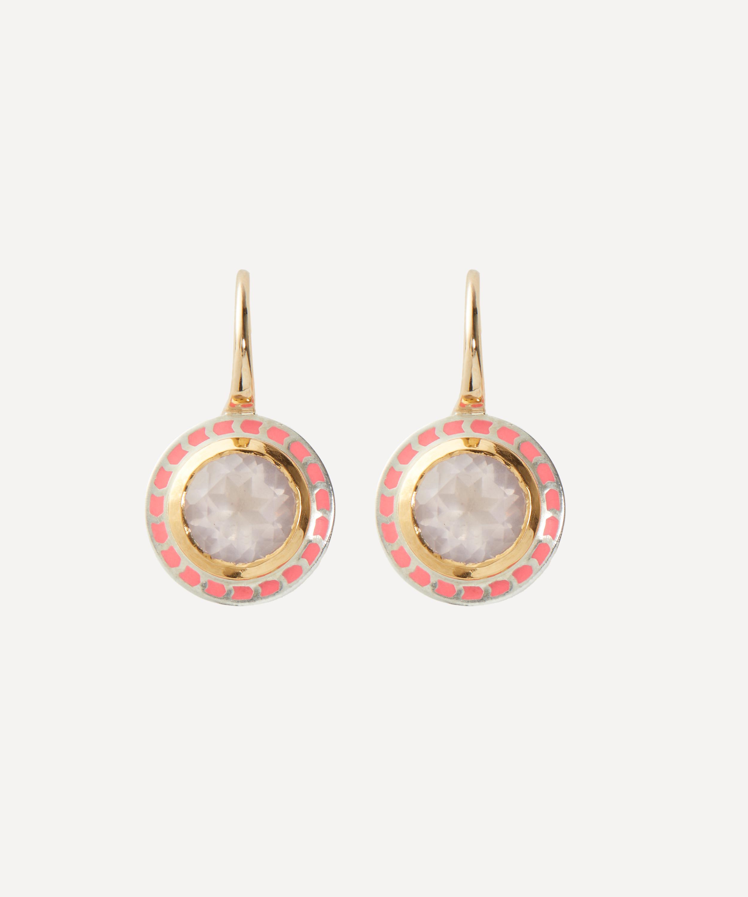 Alice Cicolini - Sterling Silver Tile Rose Quartz Drop Earrings image number 0
