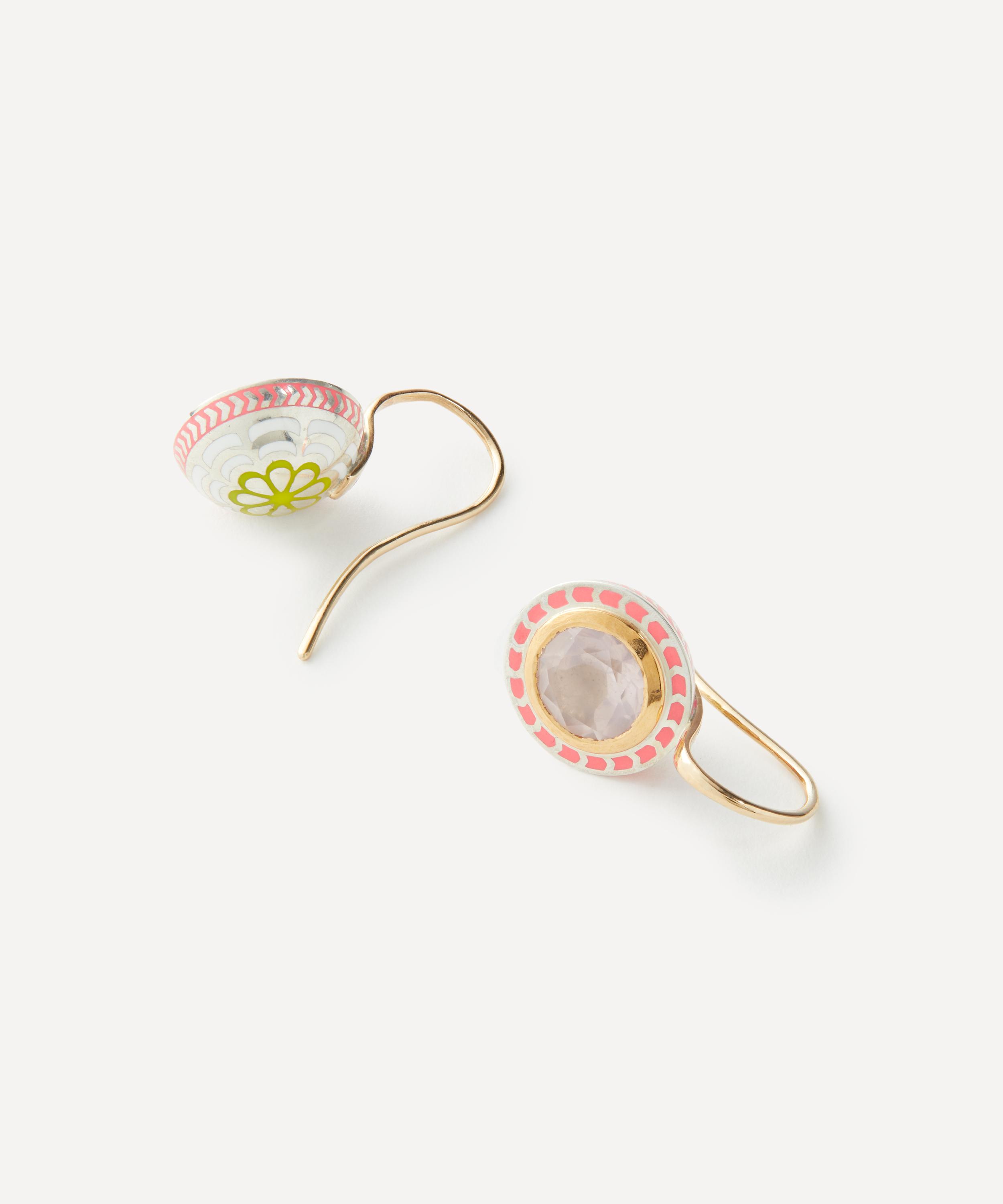 Alice Cicolini - Sterling Silver Tile Rose Quartz Drop Earrings image number 2