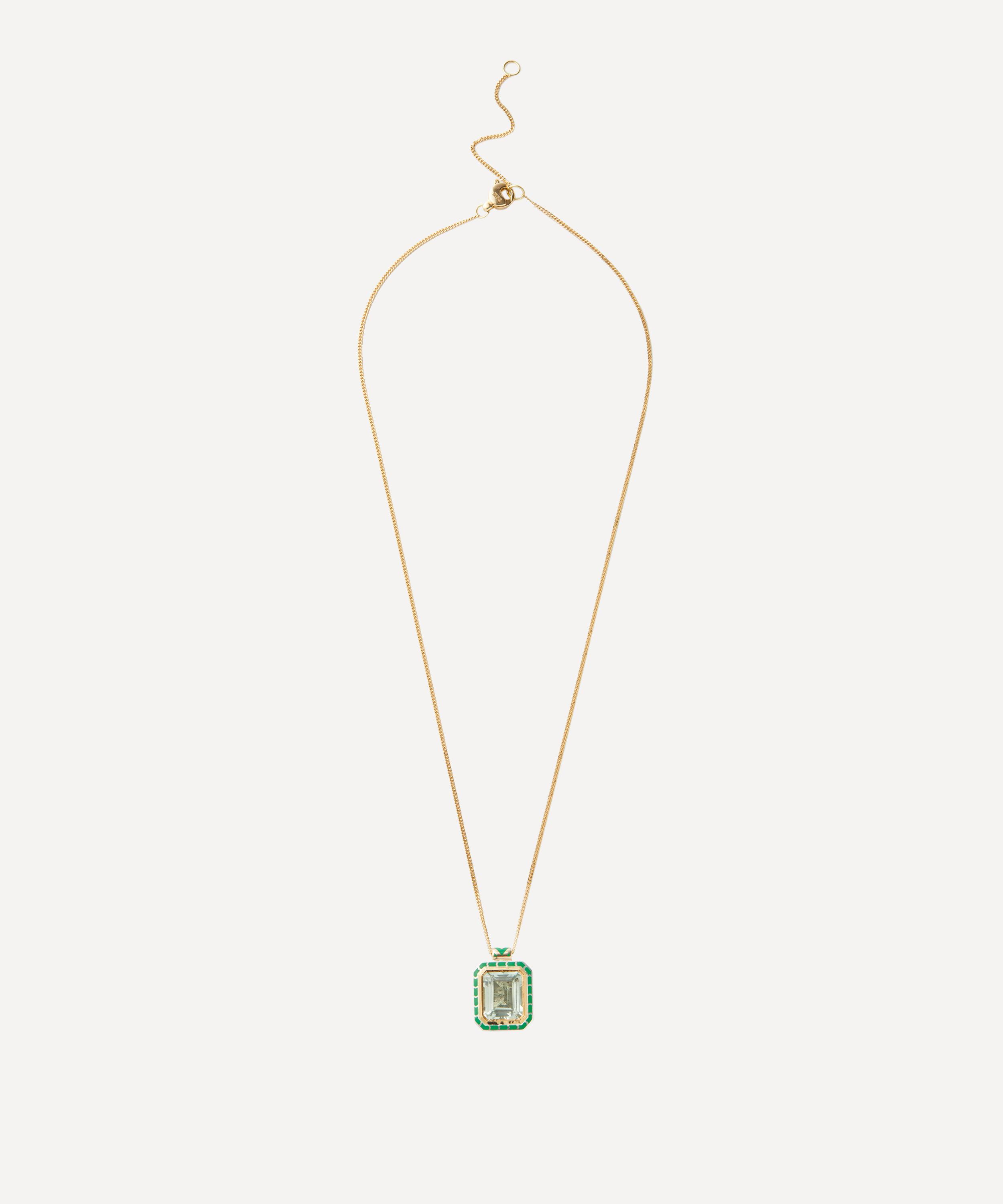 Alice Cicolini - Sterling Silver Tile Imperial Green Amethyst Pendant Necklace image number 1