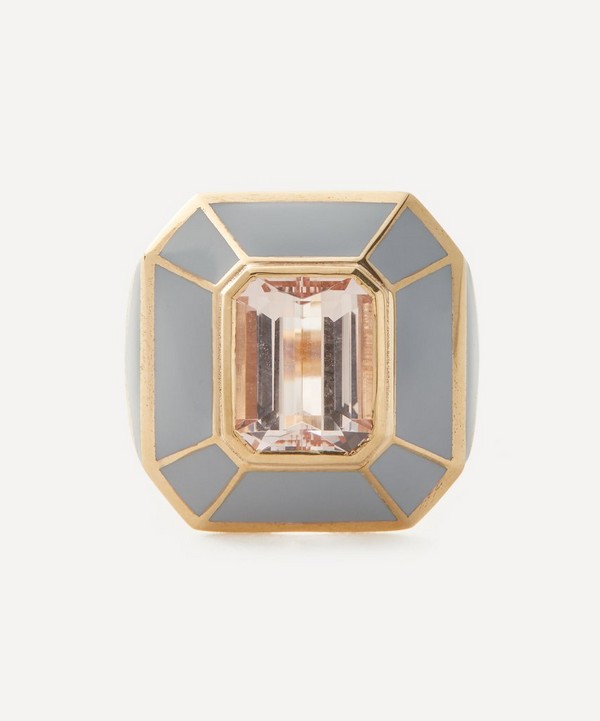 Alice Cicolini - 14ct Gold Candy Lacquer Morganite Signet Ring image number null