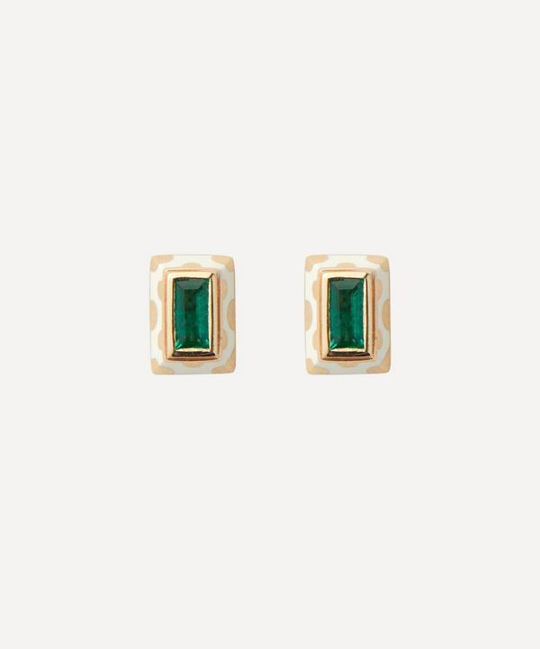 Alice Cicolini - 14ct Gold Memphis Dot Baguette Emerald Stud Earrings
