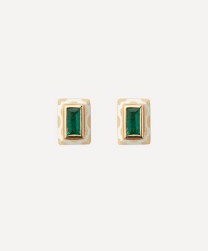 Alice Cicolini - 14ct Gold Memphis Dot Baguette Emerald Stud Earrings image number 0