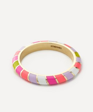 Alice Cicolini - 14ct Gold Memphis Graduated Pink Candy Stripe Band Ring image number 0