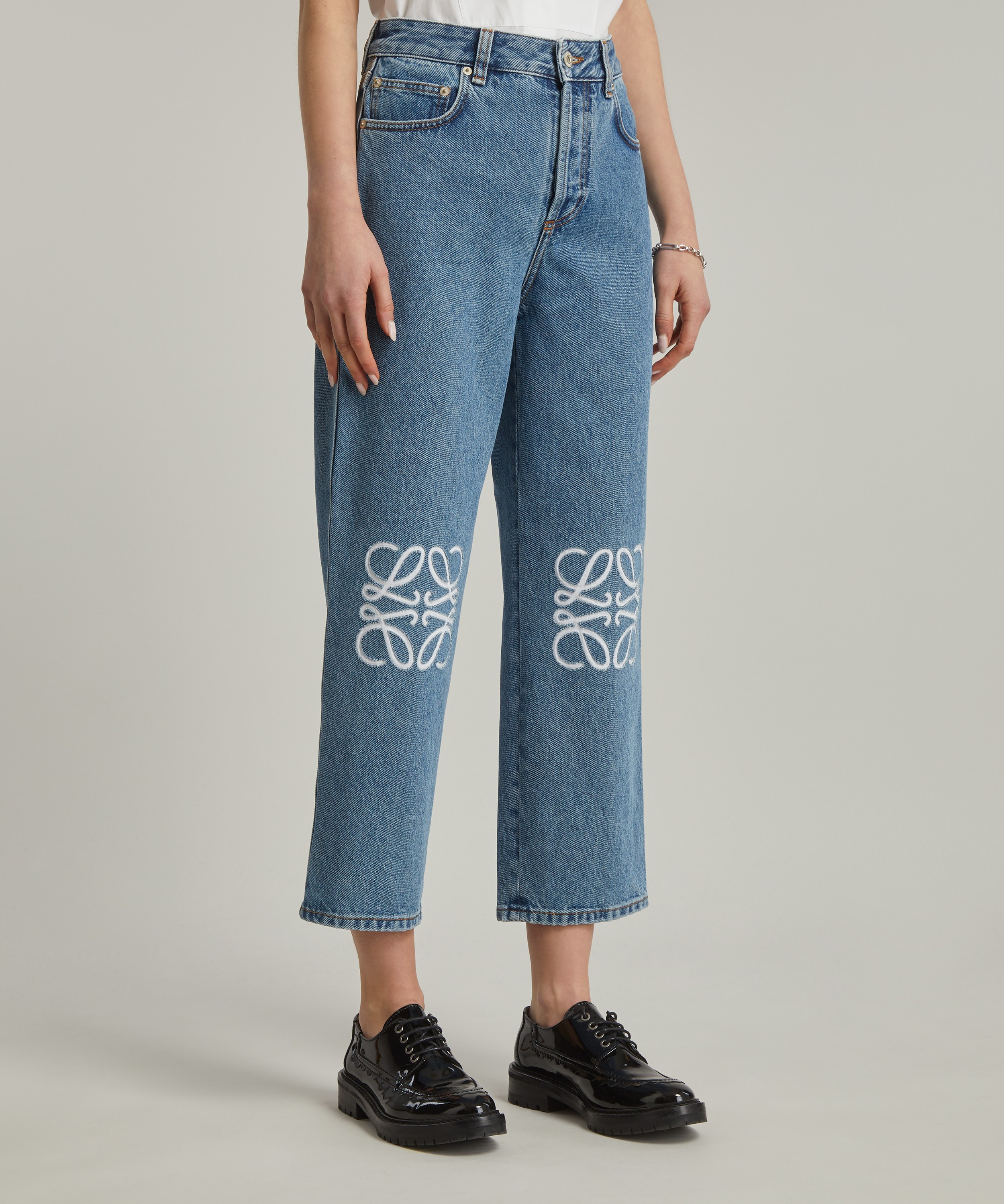 Blue Anagram-patch wide-leg jeans, LOEWE