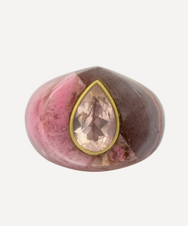Jacqueline Cullen - 14ct Gold Astra-Nova Amethyst Lace Agate Signet Ring image number null