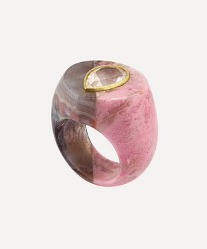 Jacqueline Cullen - 14ct Gold Astra-Nova Amethyst Lace Agate Signet Ring image number 1