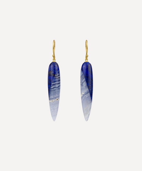 Jacqueline Cullen - 18ct Gold Astra-Nova Lapis Lazuli Tapered Drop Earrings image number null