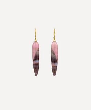 Jacqueline Cullen - 18ct Gold Astra-Nova Amethyst Lace Agate Tapered Drop Earrings image number 0