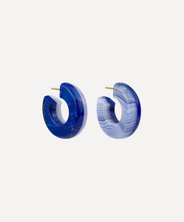 Jacqueline Cullen - 18ct Gold Astra-Nova Lapis Lazuli Hoop Earrings image number null