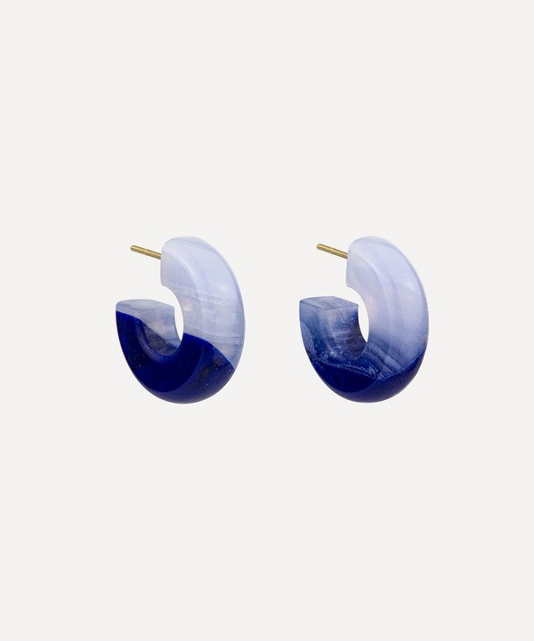 Jacqueline Cullen - 18ct Gold Astra-Nova Lapis Lazuli Huggie Hoop Earrings image number null