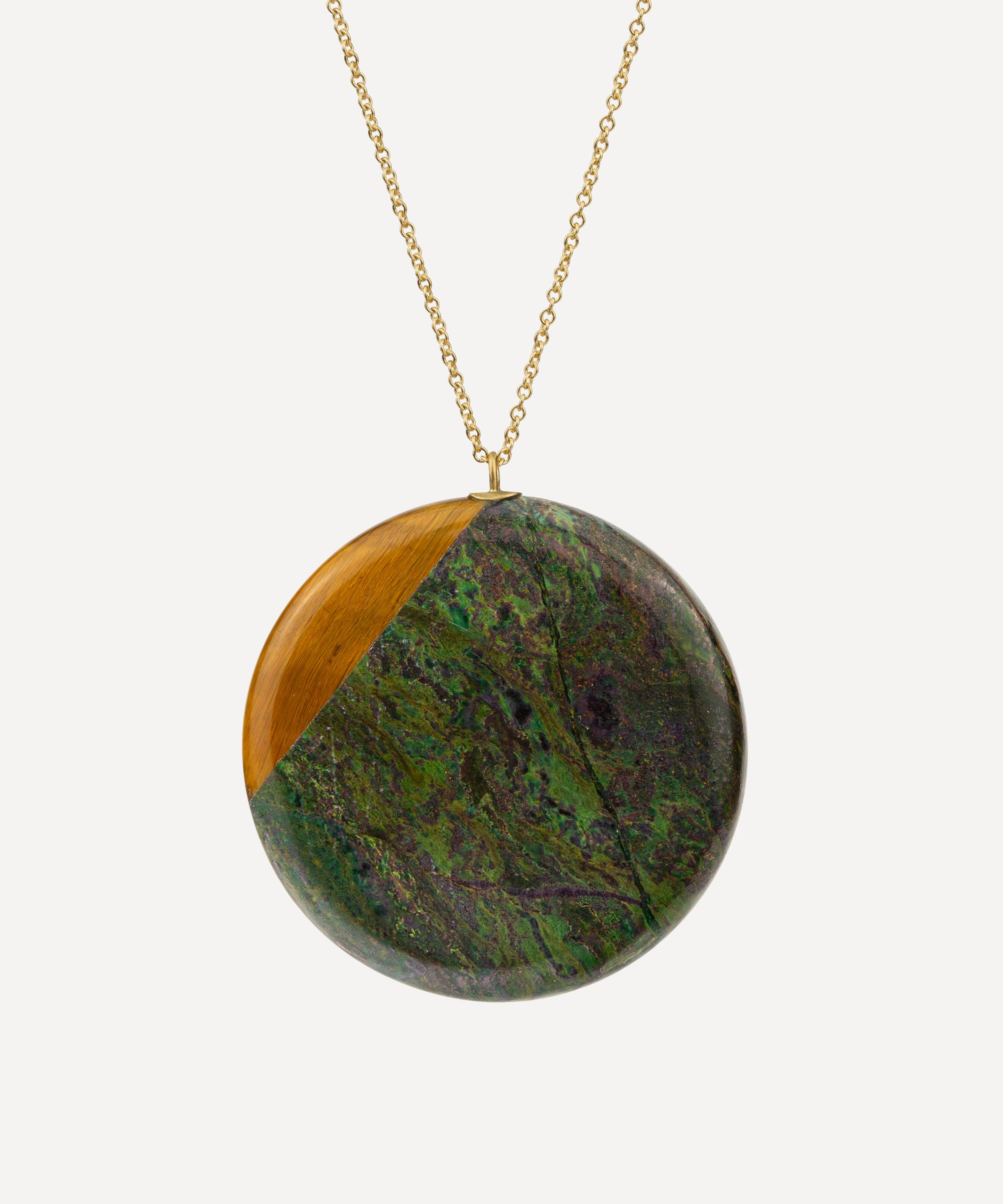 Jacqueline Cullen - 18ct Gold Astra-Nova Tigers Eye Disc Pendant Necklace image number 1