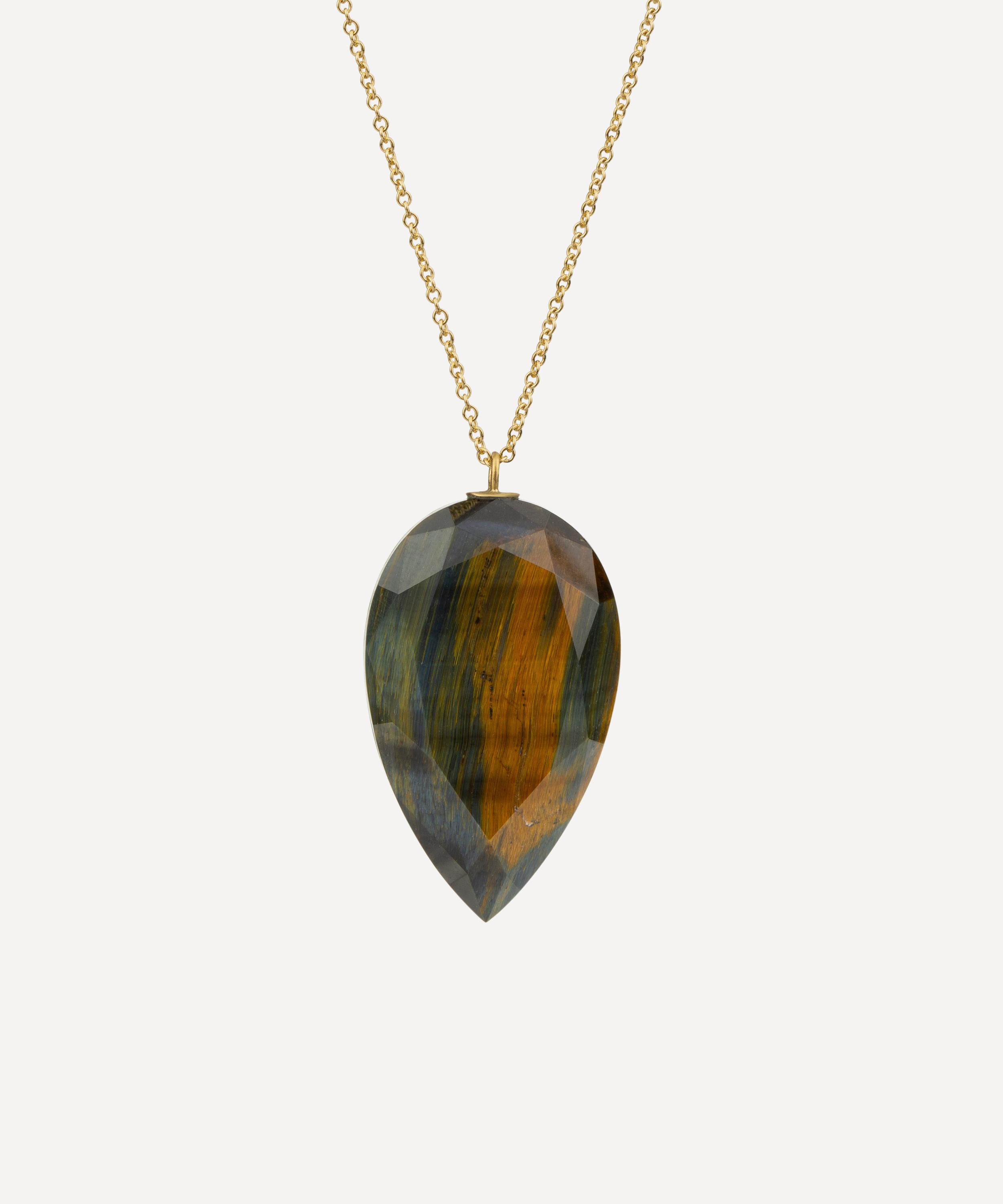 Jacqueline Cullen - 18ct Gold Astra-Nova Faceted Tigers Eye Pendant Necklace