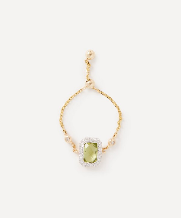 Anissa Kermiche - 14ct Gold Square Peridot Chain Ring image number null
