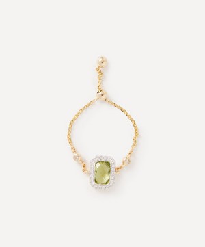 Anissa Kermiche - 14ct Gold Square Peridot Chain Ring image number 0