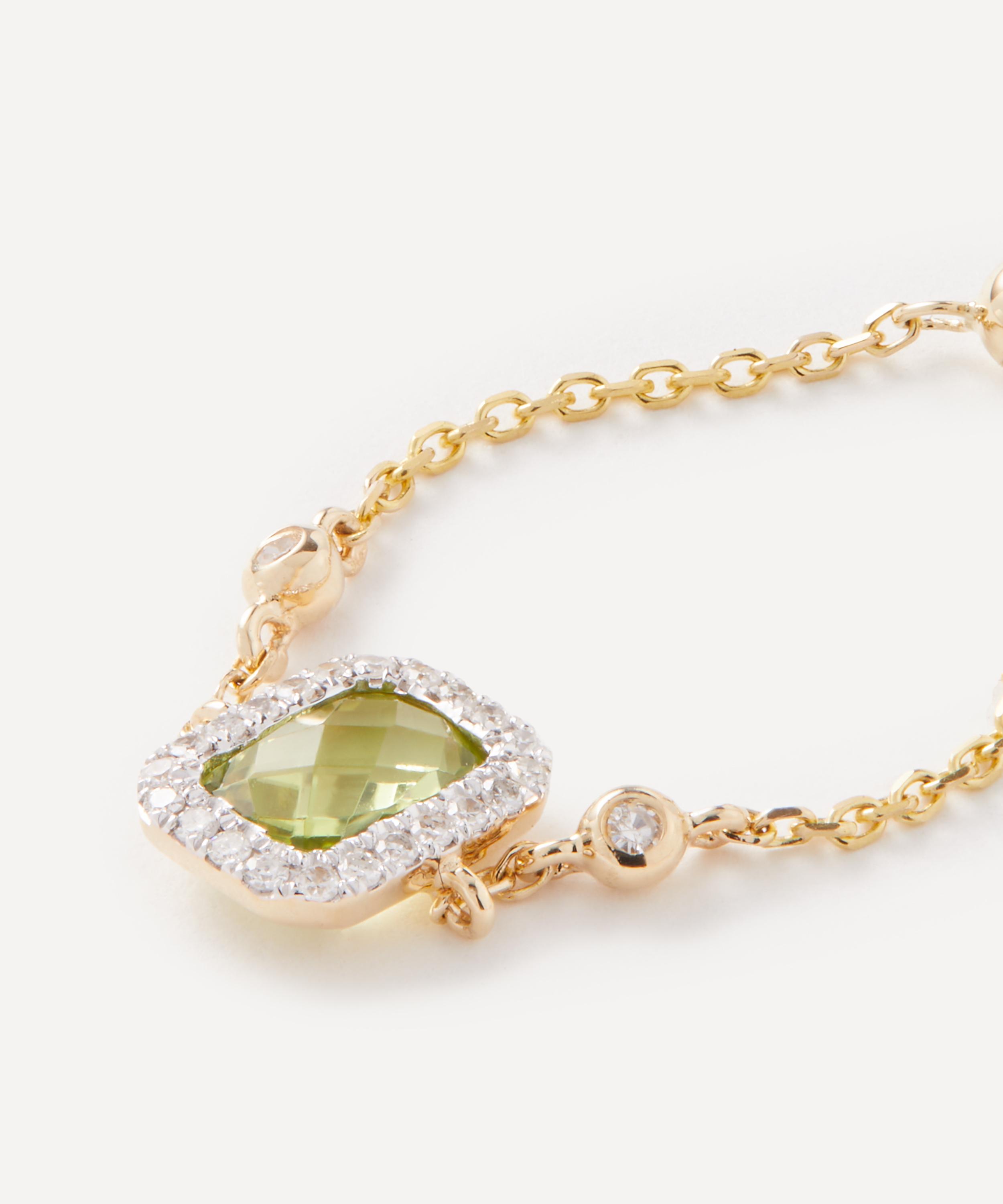 Anissa Kermiche - 14ct Gold Square Peridot Chain Ring image number 1