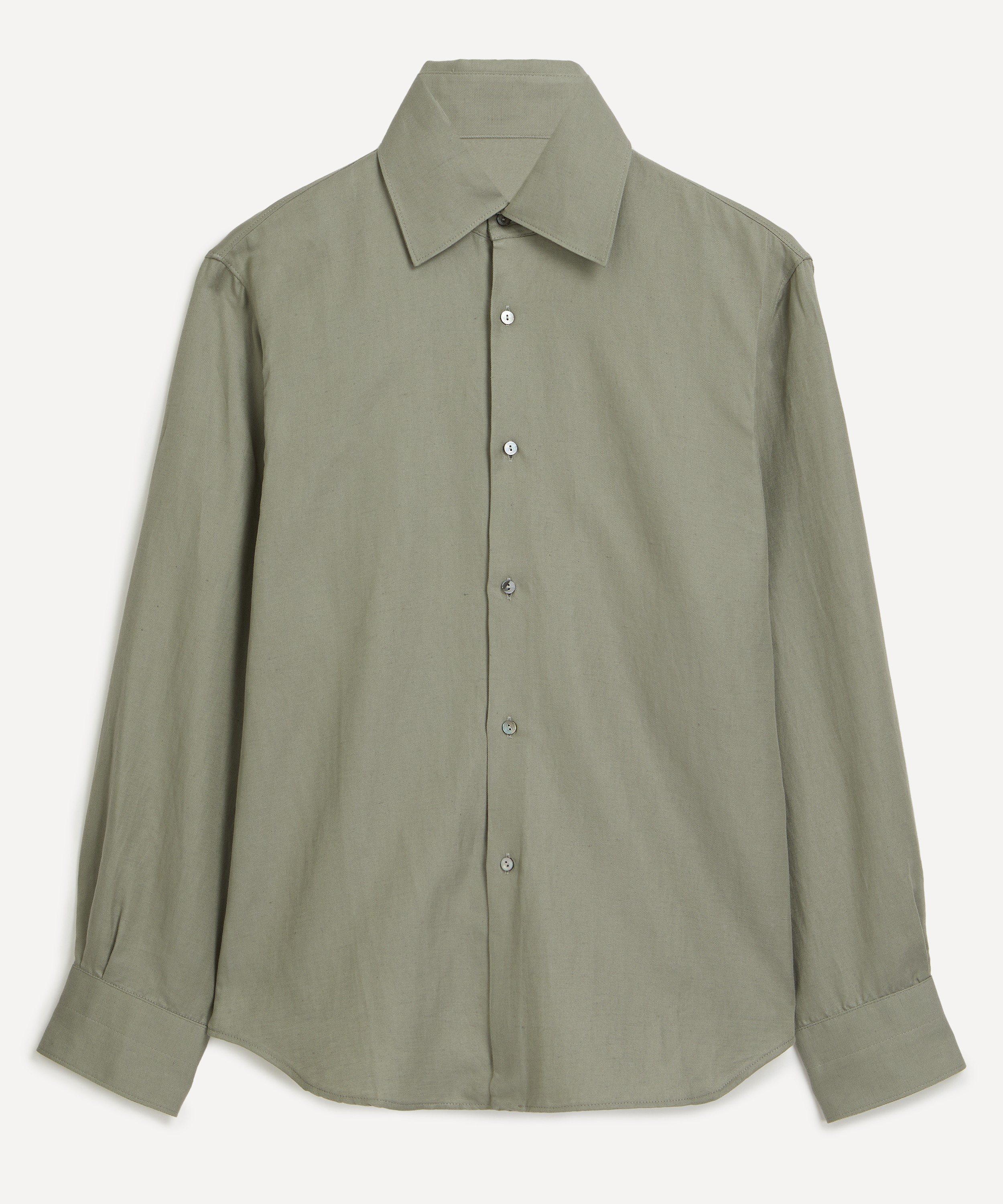 Stoffa - Spread Collar Washed Cotton-Linen Shirt
