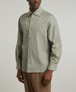 Stoffa - Spread Collar Washed Cotton-Linen Shirt image number 2