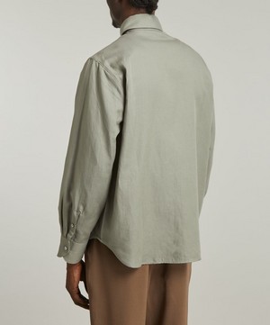 Stoffa - Spread Collar Washed Cotton-Linen Shirt image number 3