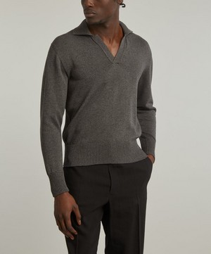 Stoffa - Long Sleeve Cotton Mouliné Polo image number 2