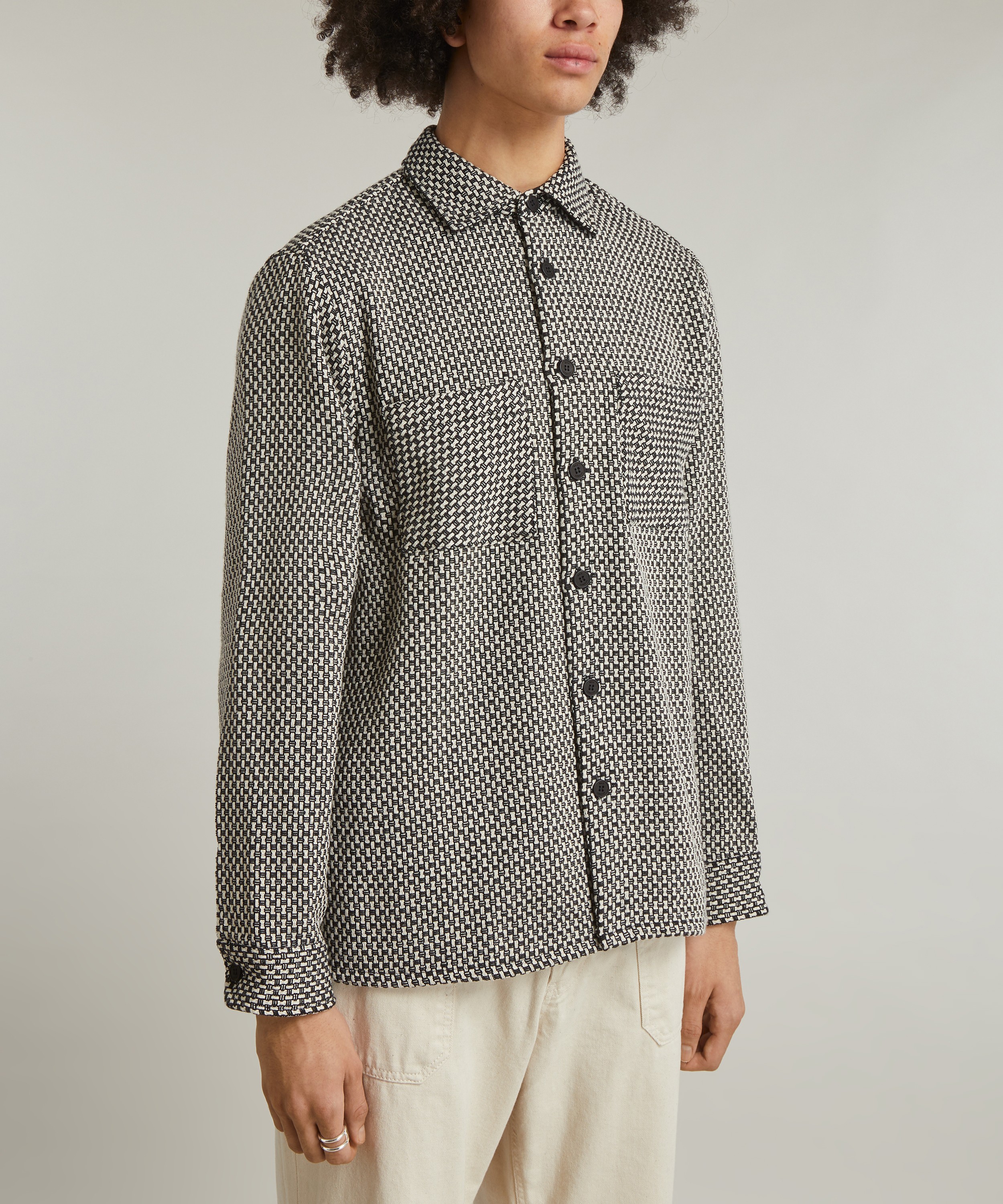 Wax London - Whiting Stepney Black Ecru Overshirt image number 2