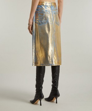 Ganni - Gold Denim Midi Skirt image number 3