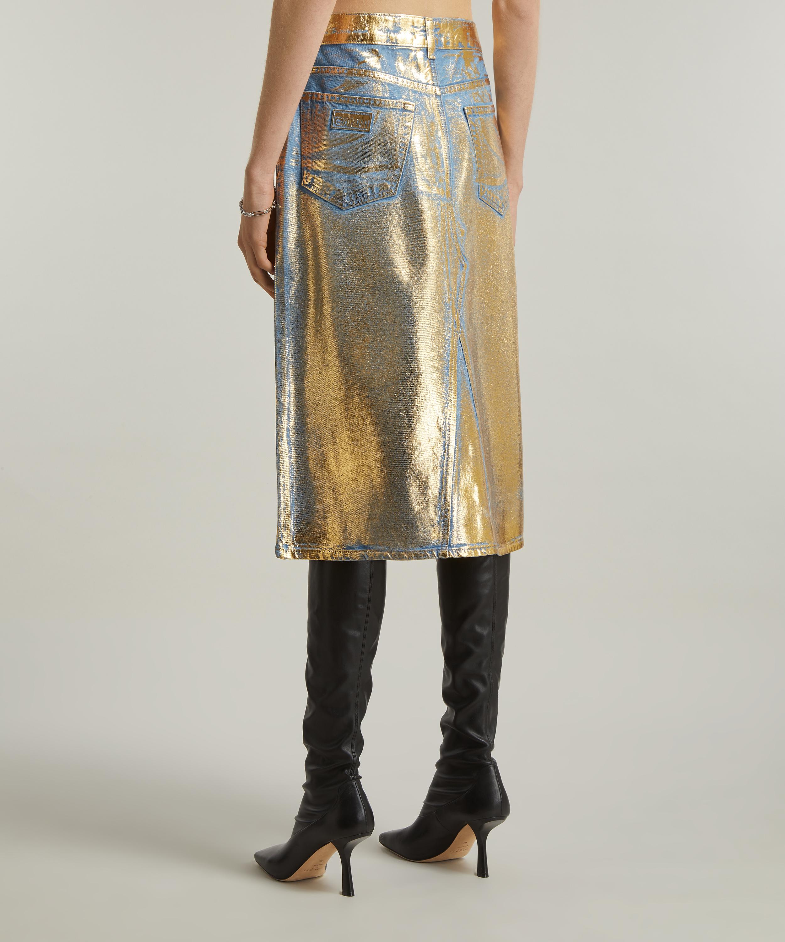 Gold hotsell jean skirt