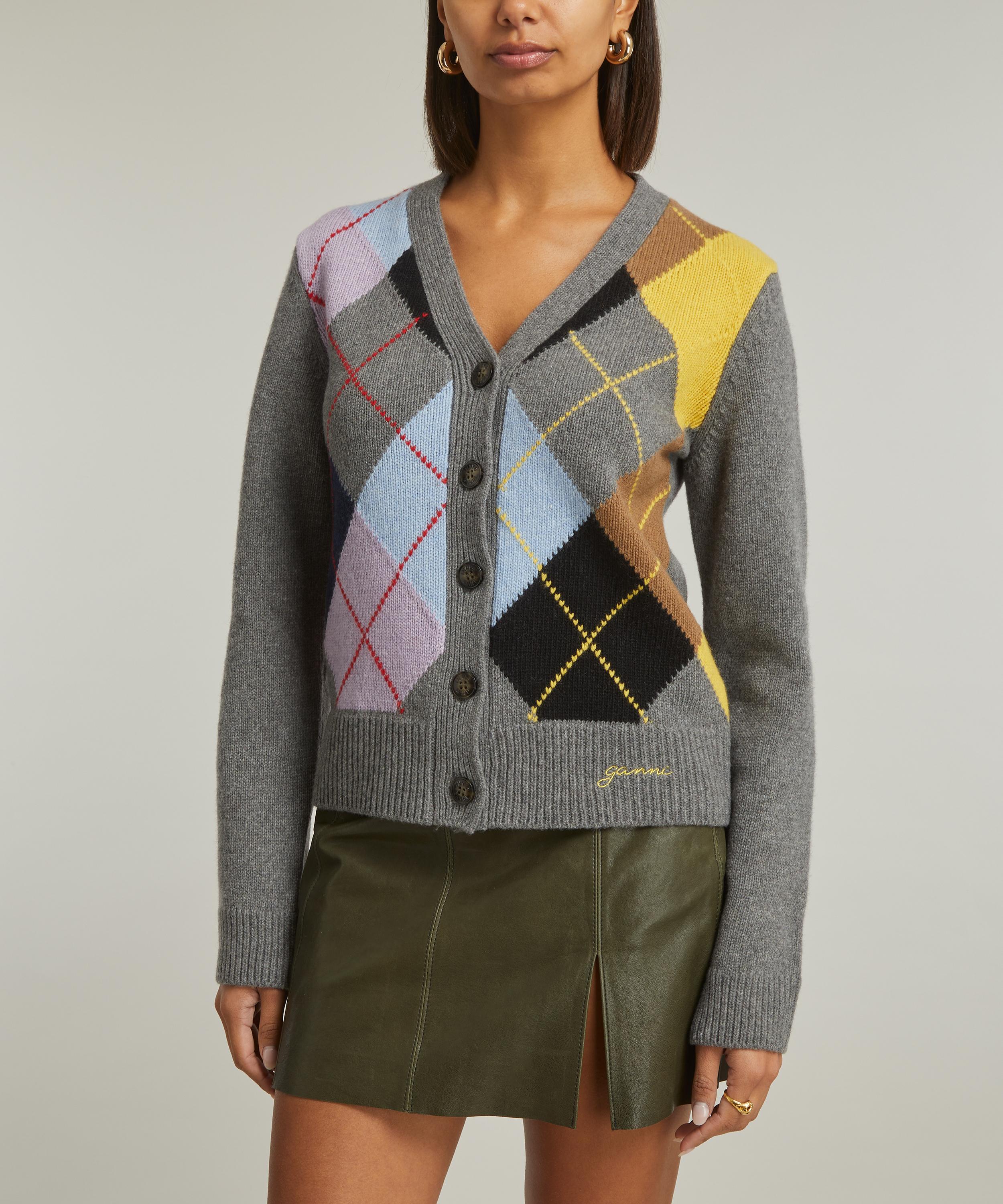 GANNI Gray Harlequin Cardigan