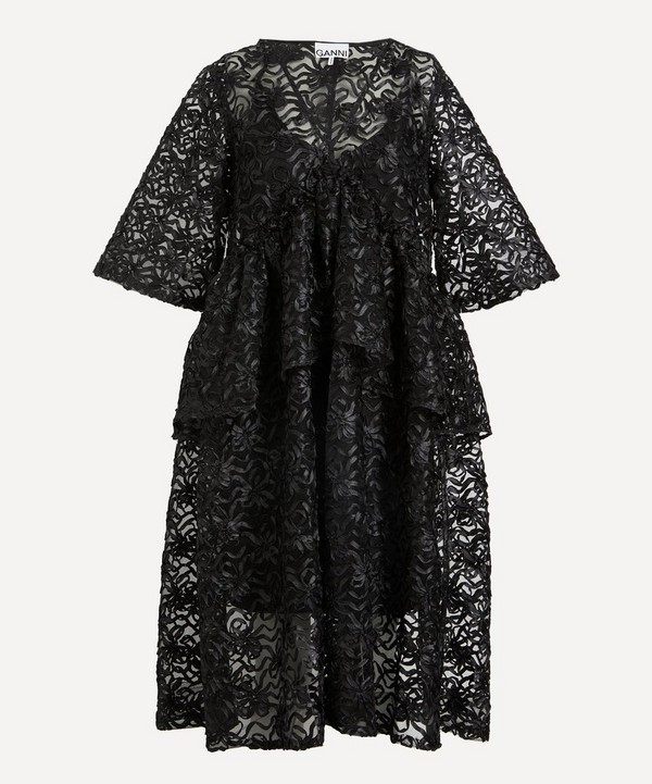Ganni - Black Ribbon Tulle Midi Dress