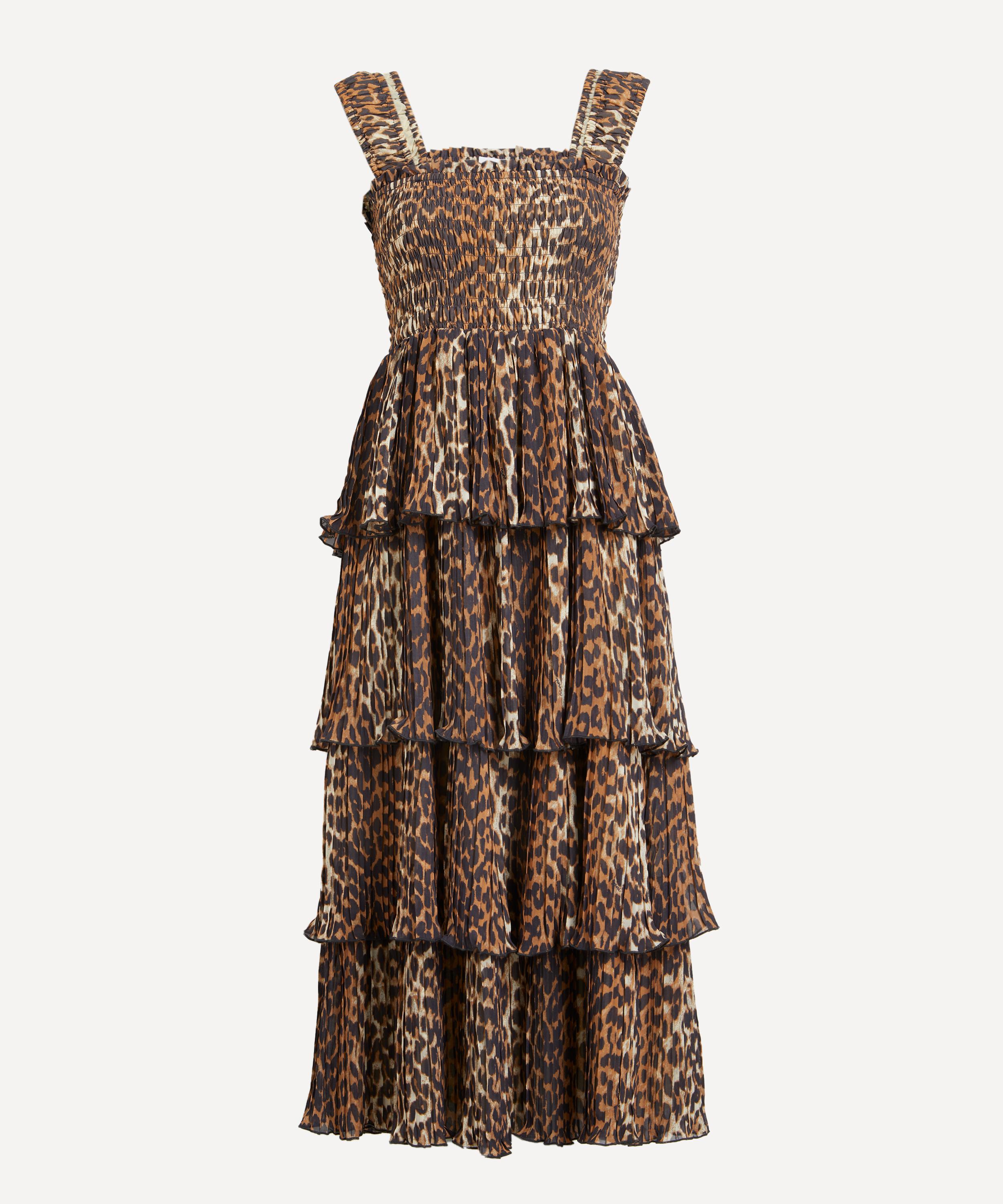 Ganni georgette dress clearance leopard