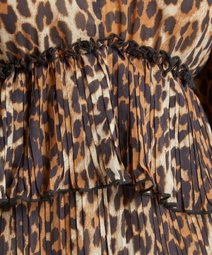 Ganni - Leopard Pleated Georgette Blouse image number 4