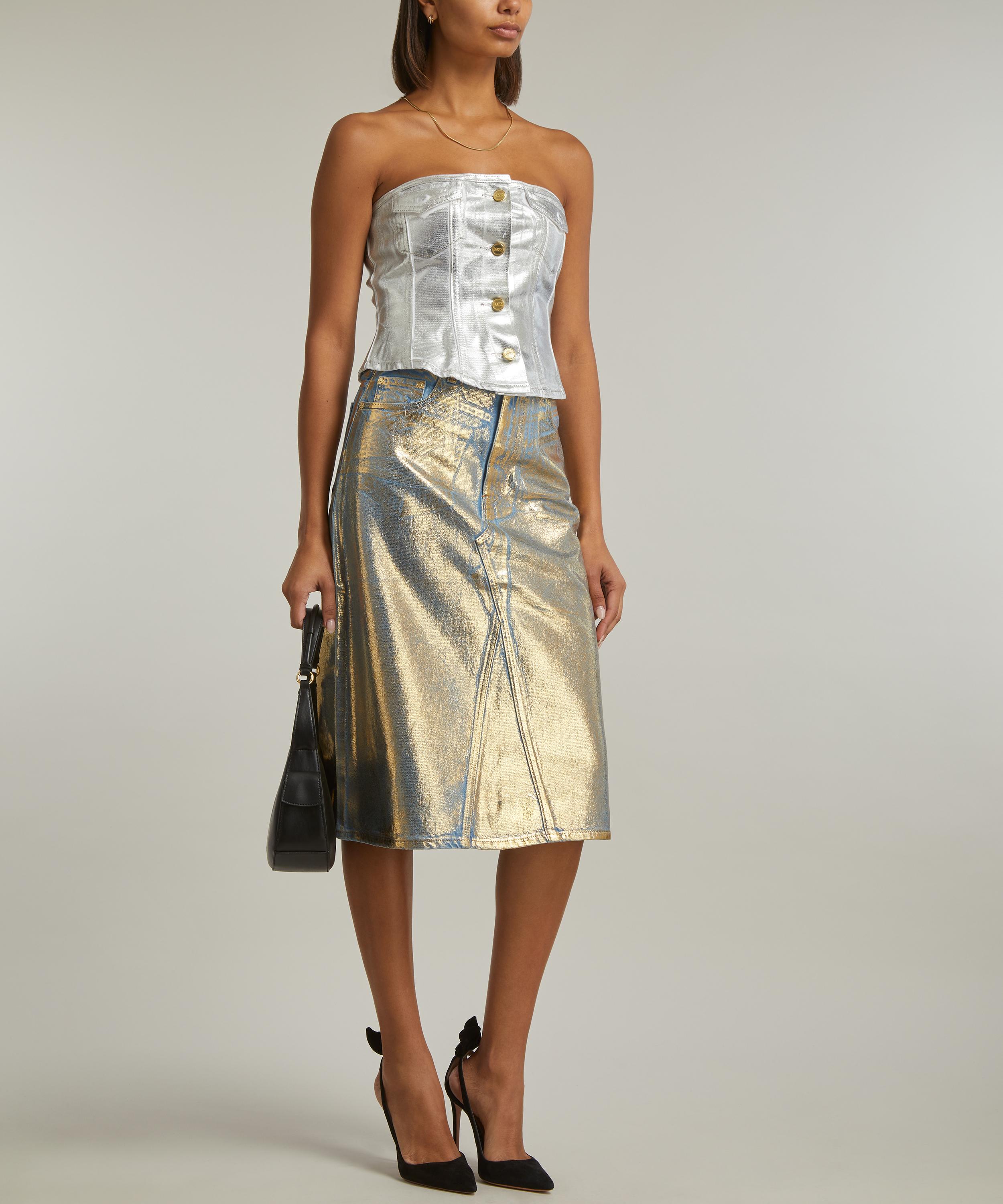 Ganni - Foil Denim Corsage Top image number 1