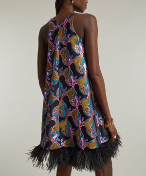 La DoubleJ - La Fenice Jacquard Feathered Mini-Dress image number 3