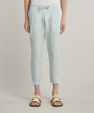 Marané - Sky Blue Elasticated Linen Trousers image number 2