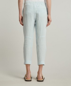 Marané - Sky Blue Elasticated Linen Trousers image number 3