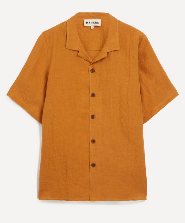Marané - Orange Camp Collar Linen Shirt image number null