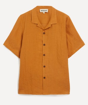 Marané - Orange Camp Collar Linen Shirt image number 0