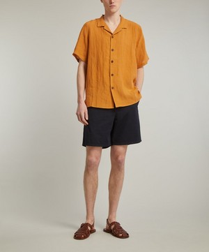 Marané - Orange Camp Collar Linen Shirt image number 1